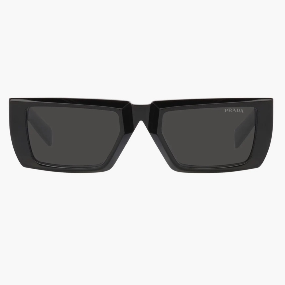 Prada 55mm Black Rectangular Geometric Sunglasses